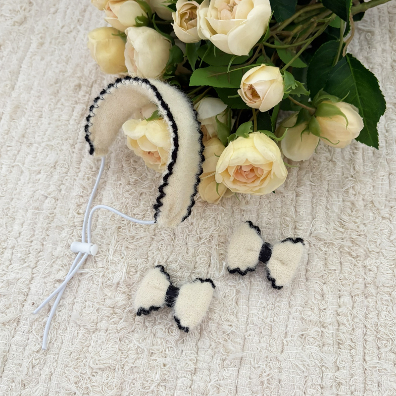 [NEW신상][무료배송] 해피댕댕 리본머리띠 3종 (블랙,아이보리,브라운) S-L 4번째