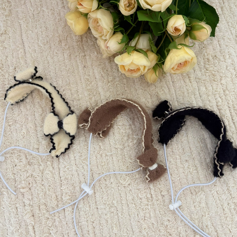 [NEW신상][무료배송] 해피댕댕 리본머리띠 3종 (블랙,아이보리,브라운) S-L 3번째