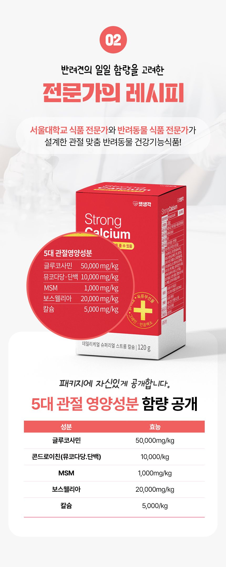 펫생각 독 데일리케얼 리얼 칼슘 관절 영양제 120g  11번째