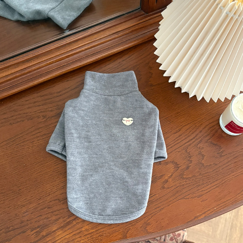 [NEW신상][무료배송] 해피댕댕 무지하트폴라티 4종 (블랙,그레이,아이보리,핑크) S-2XL 13번째