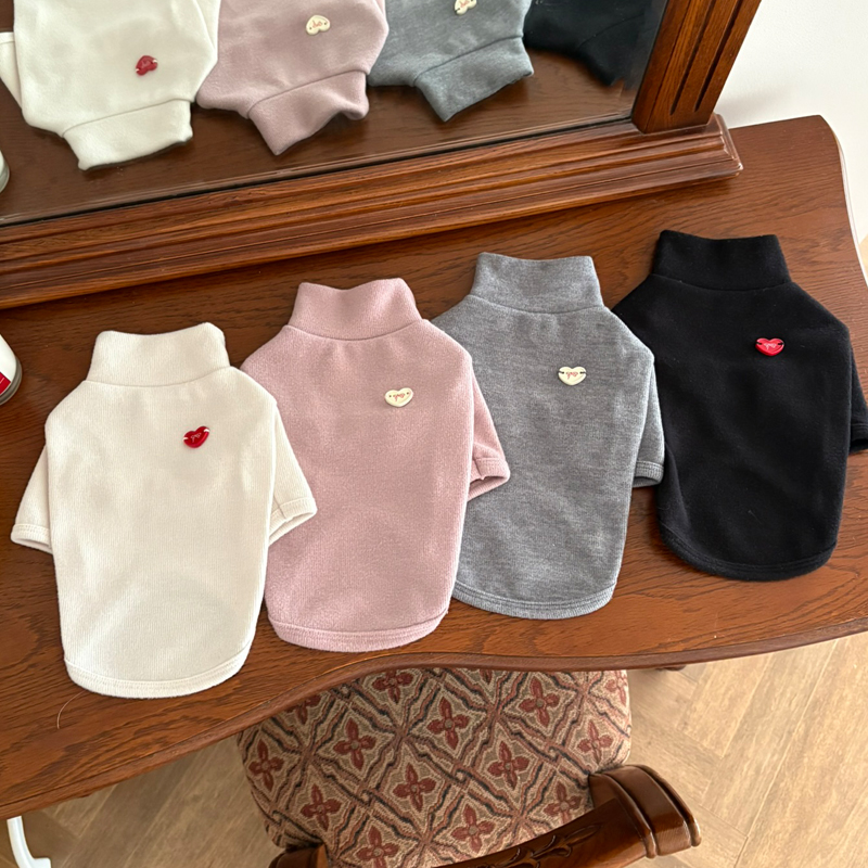 [NEW신상][무료배송] 해피댕댕 무지하트폴라티 4종 (블랙,그레이,아이보리,핑크) S-2XL 4번째