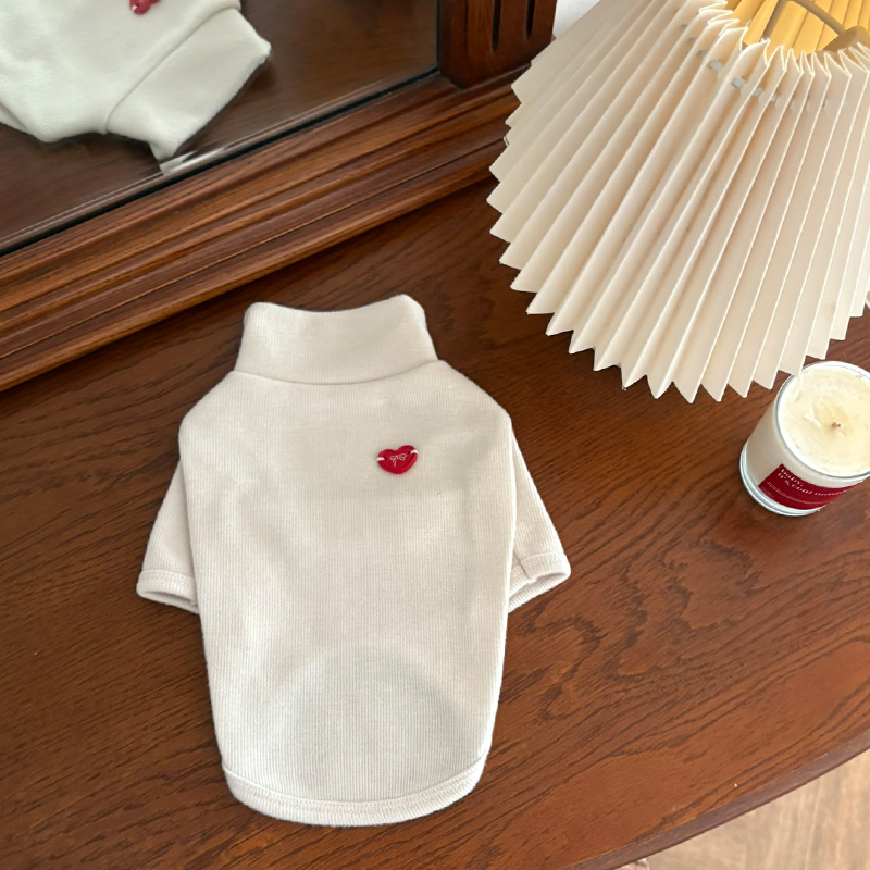 [NEW신상][무료배송] 해피댕댕 무지하트폴라티 4종 (블랙,그레이,아이보리,핑크) S-2XL 9번째