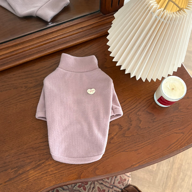 [NEW신상][무료배송] 해피댕댕 무지하트폴라티 4종 (블랙,그레이,아이보리,핑크) S-2XL 5번째