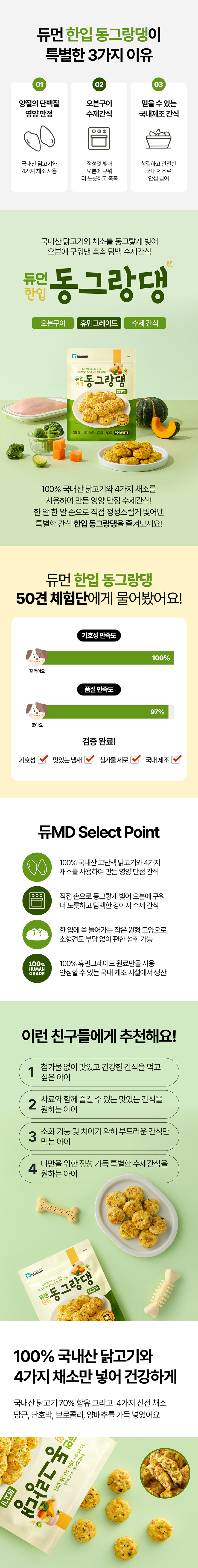 [NEW신상][무료배송] 듀먼 한입 동그랑댕 120g 10팩 강아지 수제간식 1번째