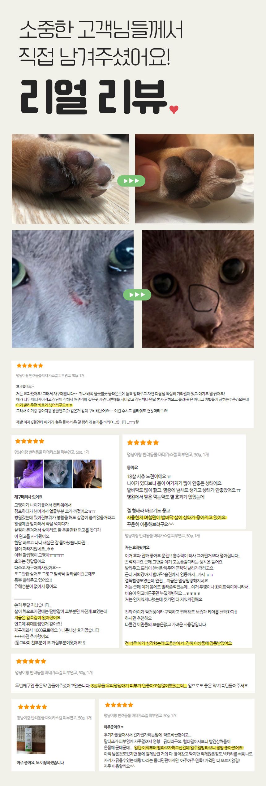 [무료배송] 멍냥이랑 상처 연고 마데카스겔 50g 2번째