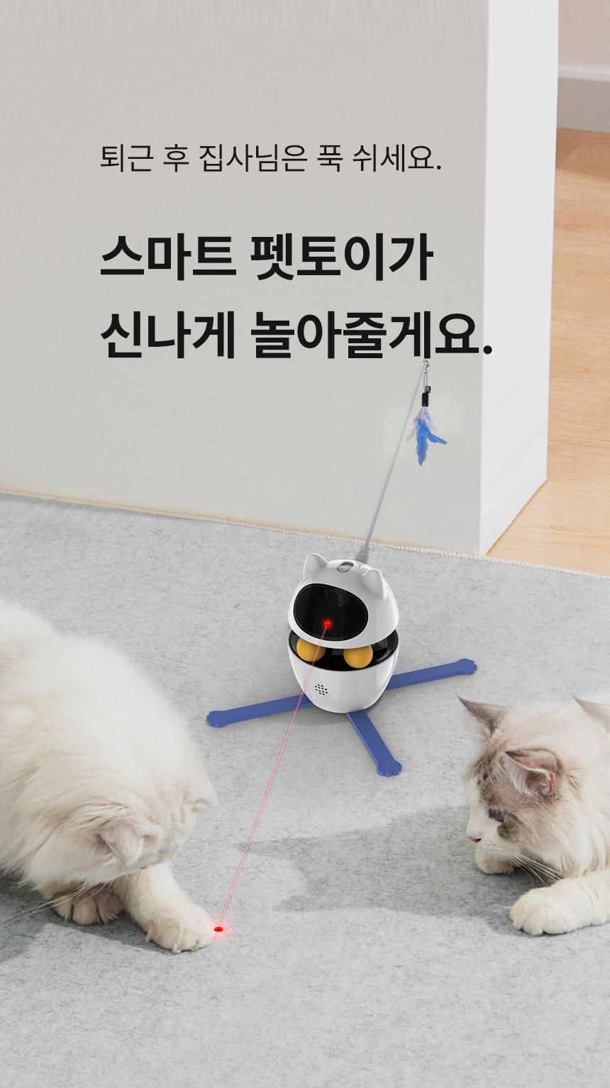 [무료배송] 로제코 3in1 레이저 깃털 자동 사냥 고양이 장난감 2번째