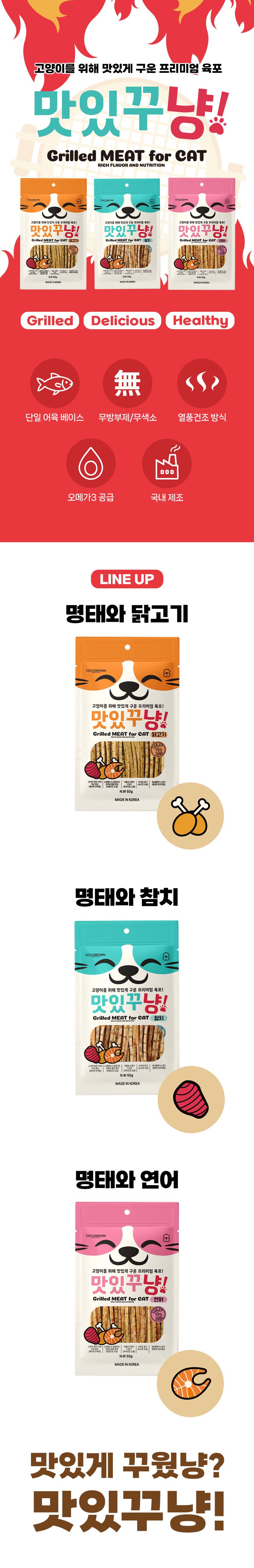 [NEW신상]코코브라운 맛있게 구운 프리미엄 육포 맛있꾸냥 명태와 연어 50g 1번째