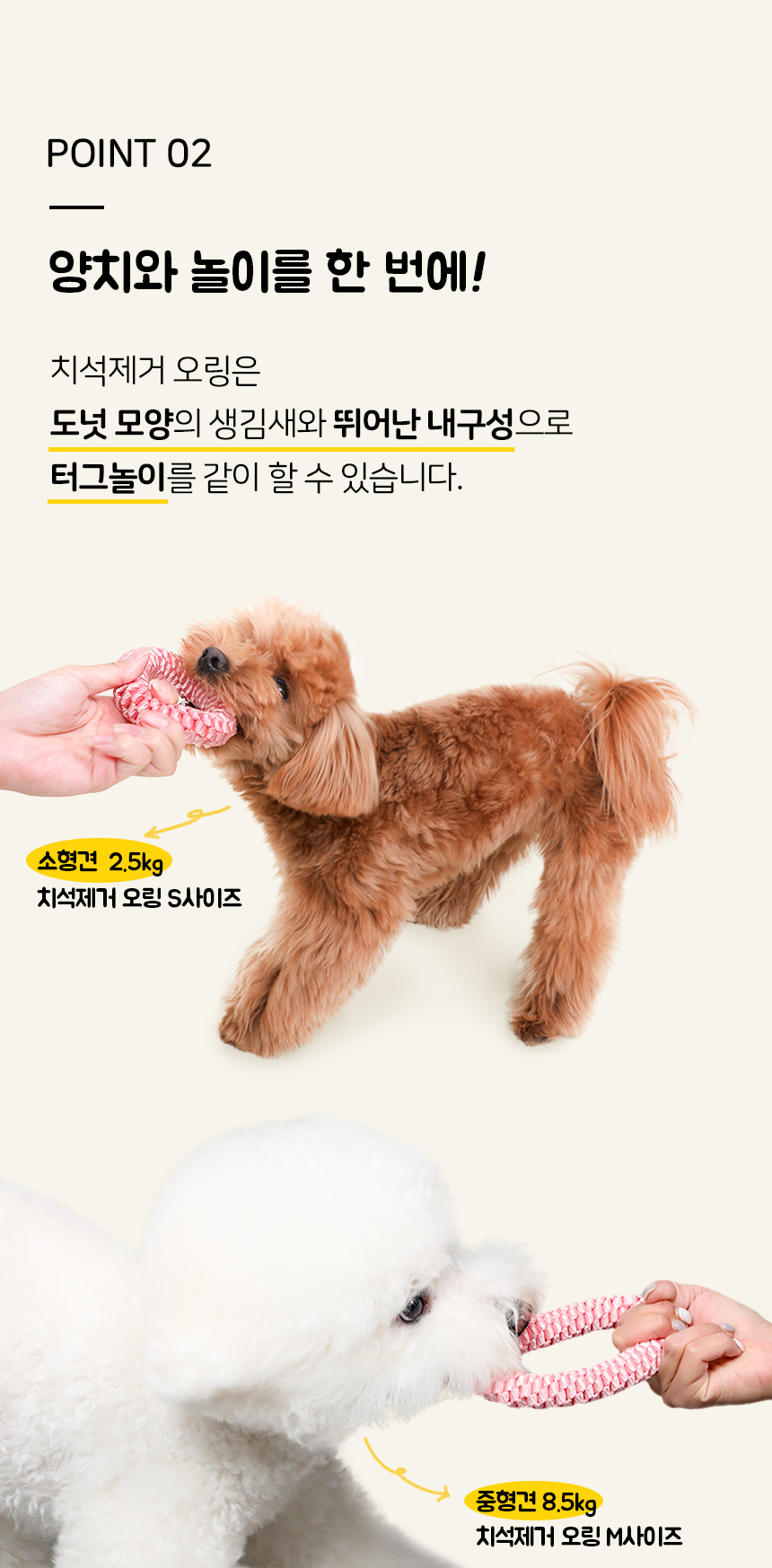 [무료배송] 뽀시래기 독 치석제거 오링 5color S/M 6번째