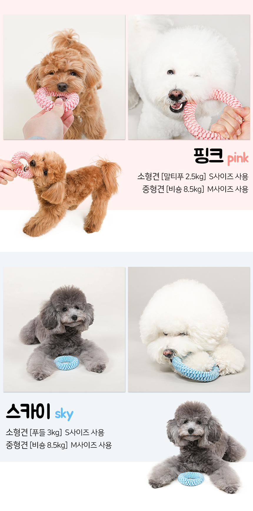 [무료배송] 뽀시래기 독 치석제거 오링 5color S/M 12번째