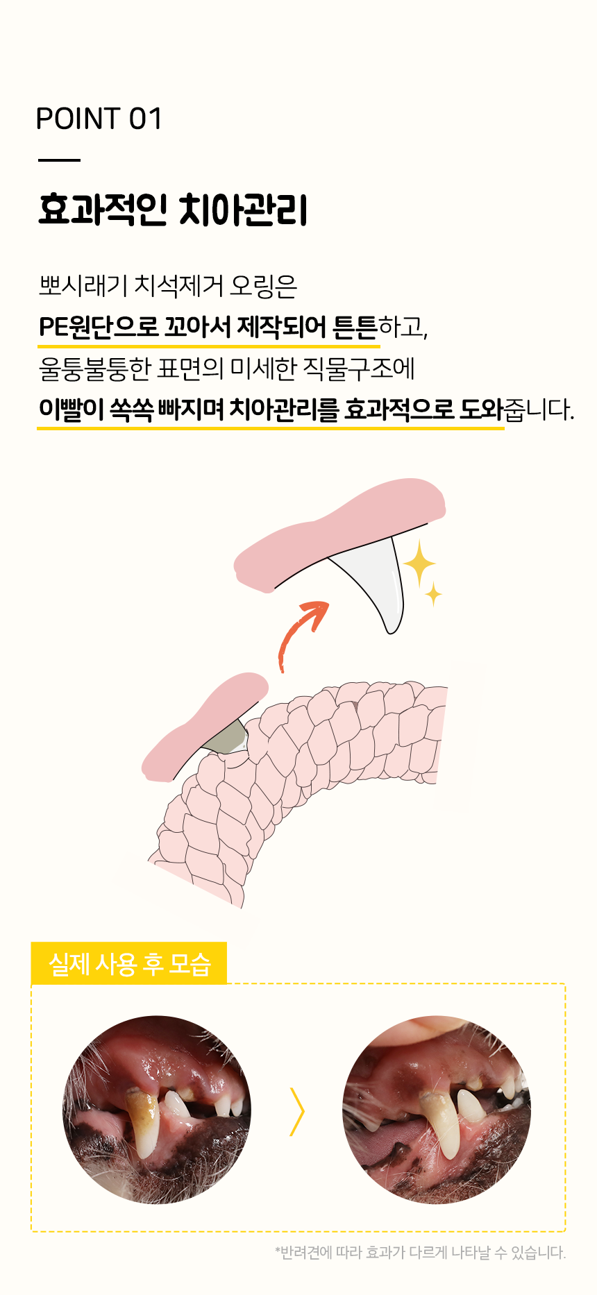[무료배송] 뽀시래기 독 치석제거 오링 5color S/M 5번째