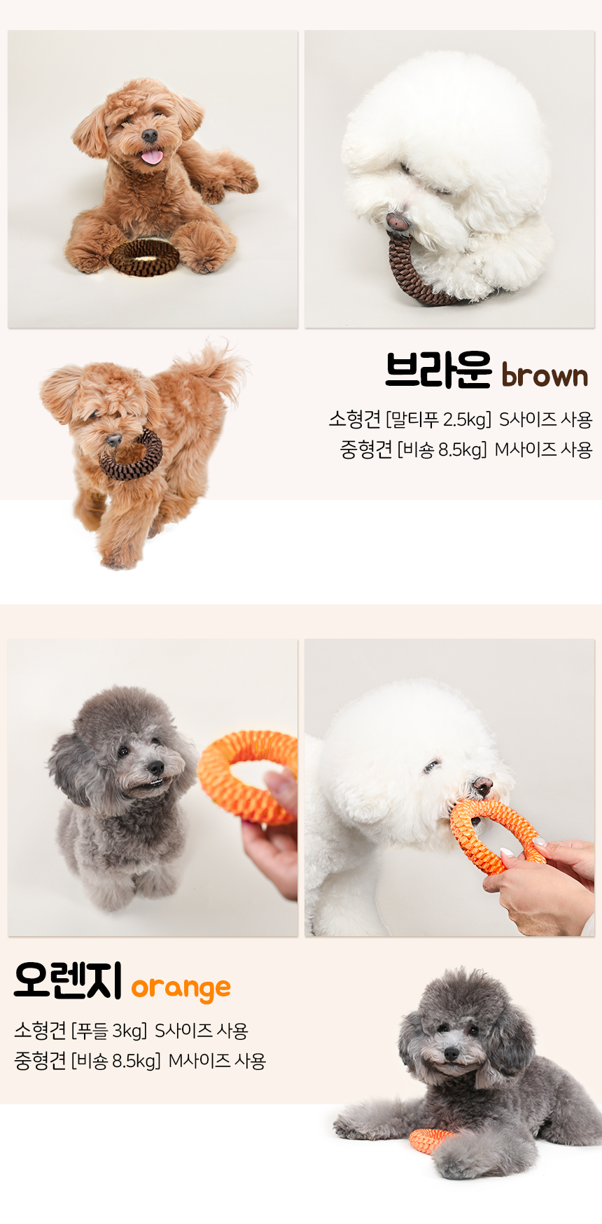 [무료배송] 뽀시래기 독 치석제거 오링 5color S/M 11번째