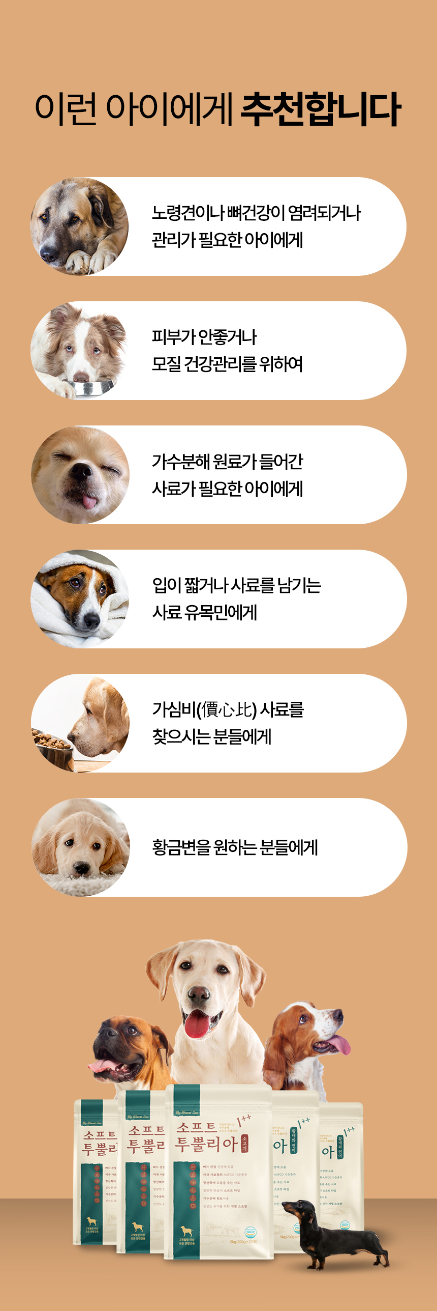 [NEW신상][무료배송] 우리주 독 가수분해 투뿔리아 뼈와관절 소고기 소프트사료 5kg 4번째