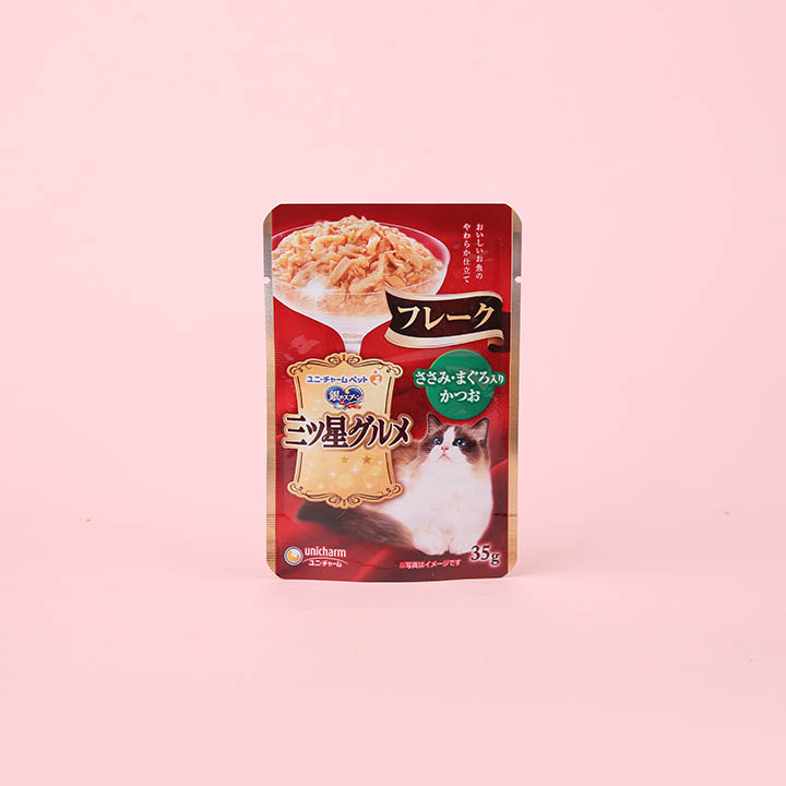 긴노스푼 캣 미쓰보시 구루메 후레이크 닭가슴살&참치&가다랑어 35g 1번