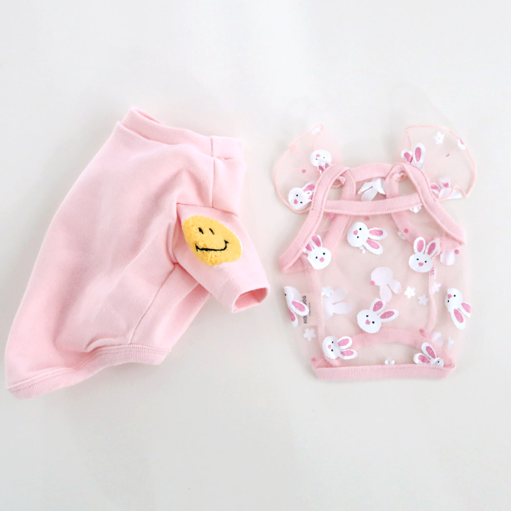 [무료배송] 허니독 토끼 망사 프릴 핑크/화이트/바이올렛 S-XL 6번째