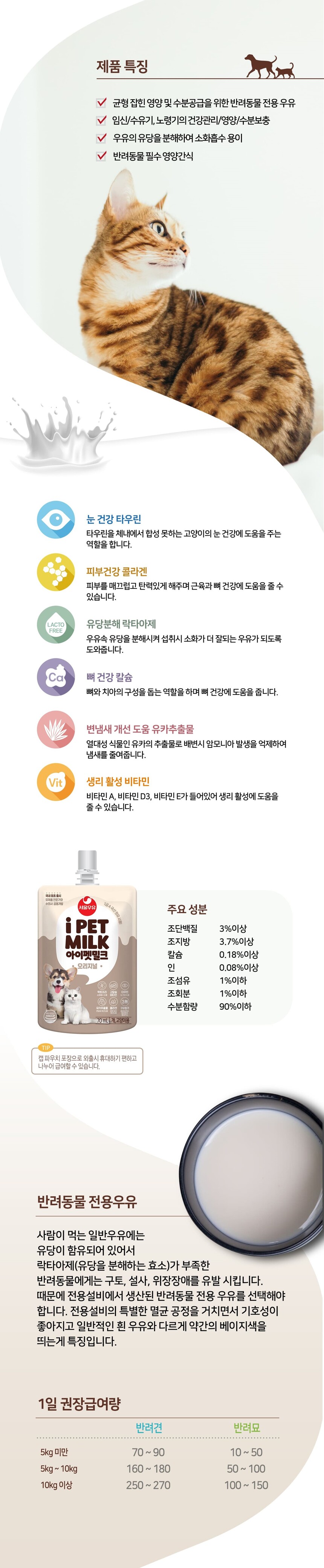 [브랜드전][무료배송] 서울우유 아이펫밀크 70ml 10개+2개(증정) 2번째