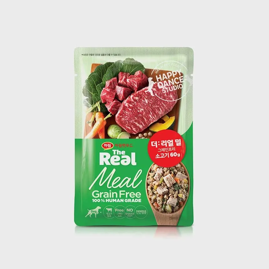 [무료배송] 더리얼 밀 독 그레인프리 소고기 60g*4p