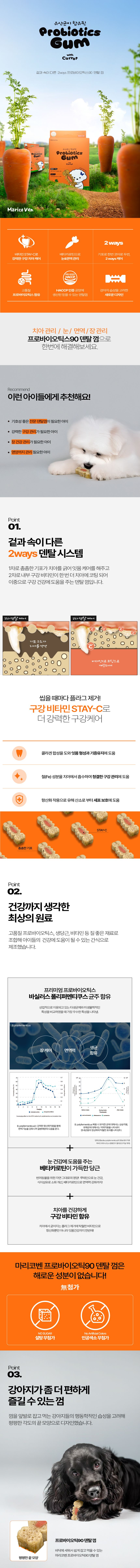 [NEW신상]마리코벤 독 프로바이오틱스 90 2way 덴탈츄 150g (15g*10개입) 1번째