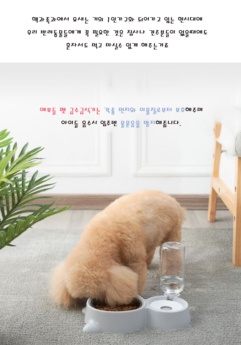 [NEW신상][무료배송] 예보들 반자동 급수기 280ml(밥그릇&물그릇 겸용) 3번째