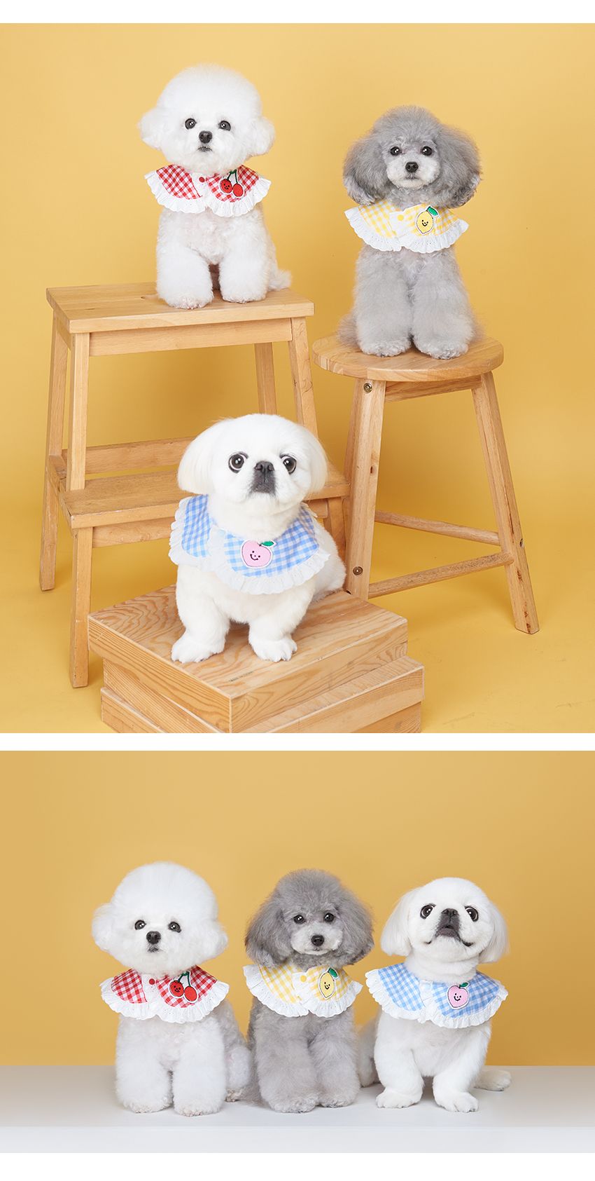 [무료배송] 위드토리 후르츠 체크 케이프 레드/옐로우/스카이블루 S-L 1번째