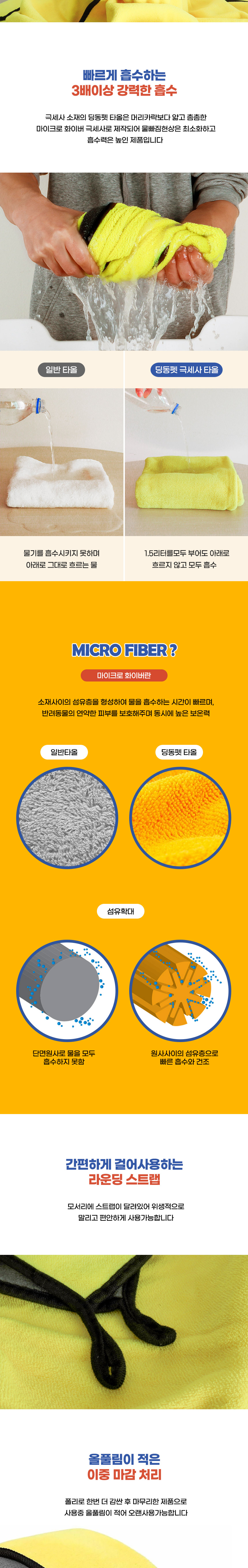 [무료배송] 딩동펫 반려동물 극세사 펫타올 2번째
