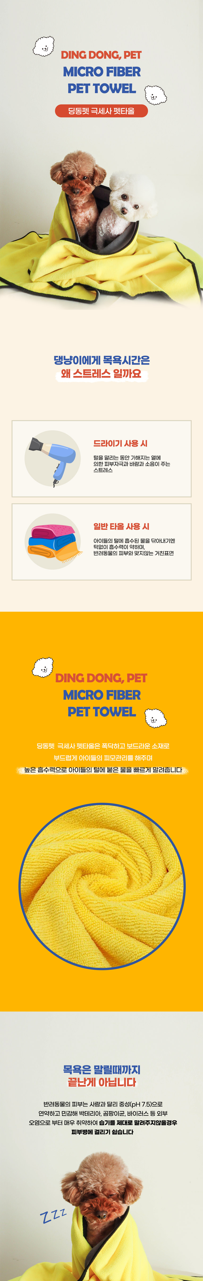 [무료배송] 딩동펫 반려동물 극세사 펫타올 1번째