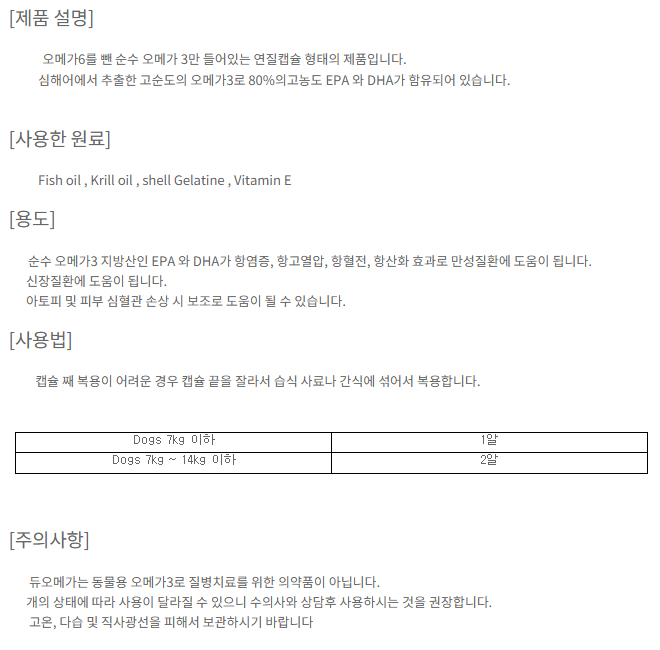 [무료배송] 칸디올리 독 두오메가 500mg 1번째