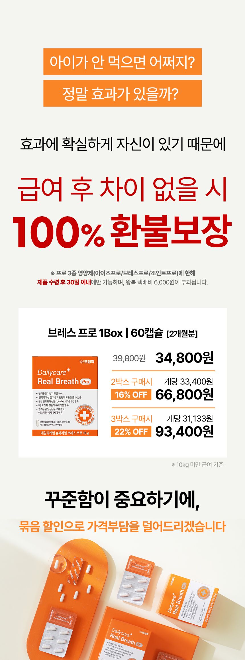 [브랜드전]펫생각 임상완료 브레스 프로 기관지 협착증 호흡기 면역 영양제 60정 17번째