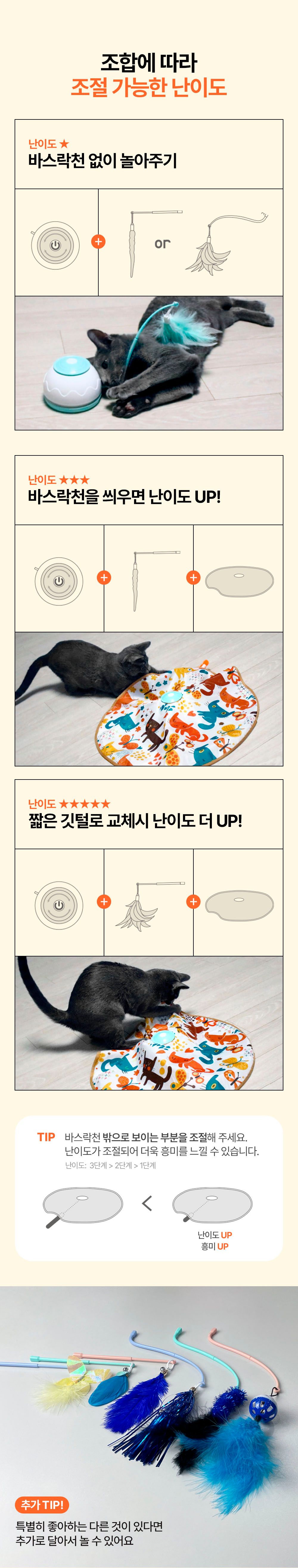 [NEW신상]리스펫 캣 멀티꼬리잡기 자동 장난감 핑크/민트/블루 17번째