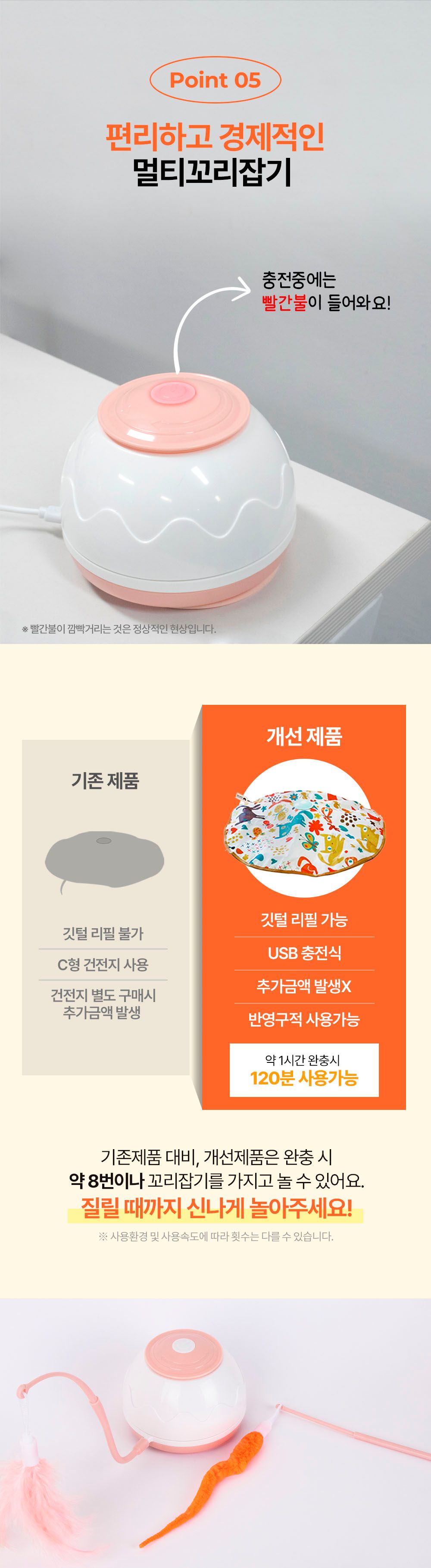 [NEW신상]리스펫 캣 멀티꼬리잡기 자동 장난감 핑크/민트/블루 18번째