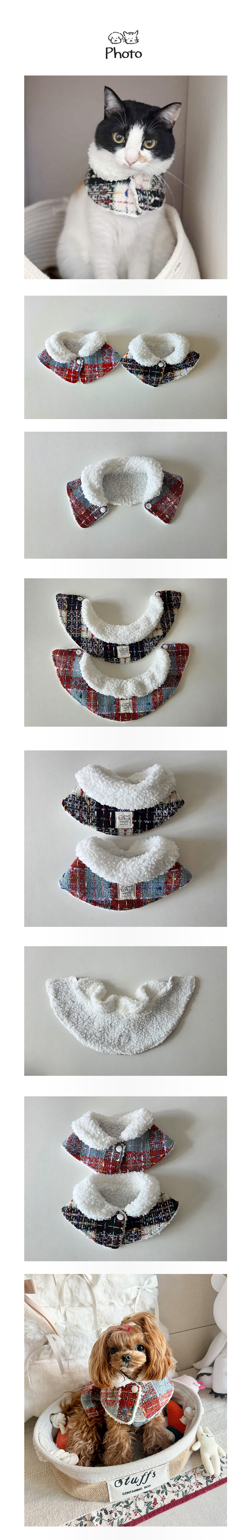 [무료배송] 개달당 포그니 체크 퍼 케이프 (레드/블랙) 3번째