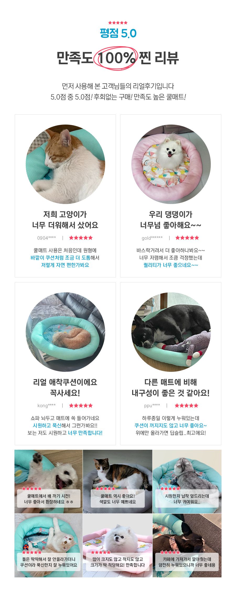 [무료배송] 에코펫위드 원형 쿨매트 민트/그레이/핑크 5번째