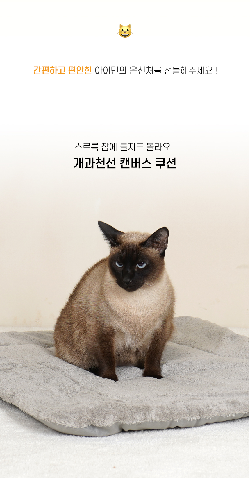 [NEW신상][무료배송] 개과천선 캣 캔버스 쿠션 (핑크/아이보리/그레이) 2번째