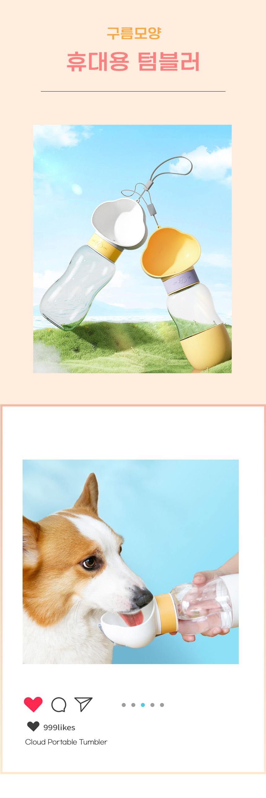 [무료배송] 쏘울펫 휴대용 물통 350ml 1번째