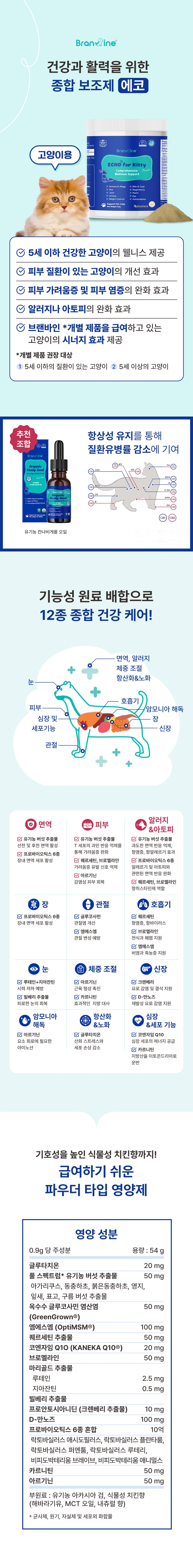 [무료배송] 브랜바인 캣 종합 피부 영양제 54g 3번째