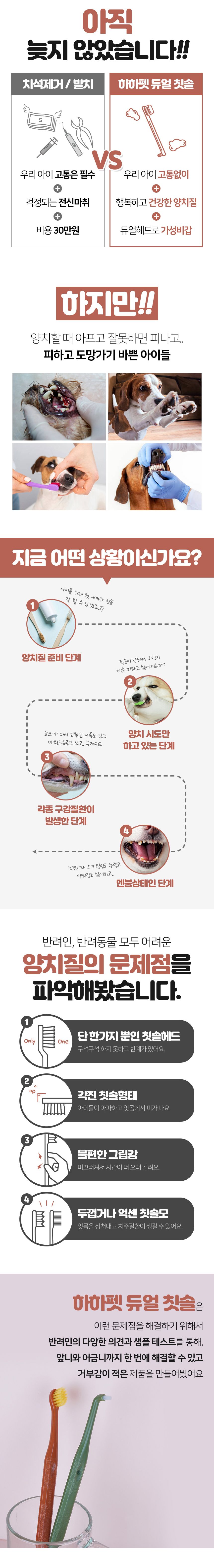 [무료배송] 하하펫 듀얼 칫솔 브라운 2번째