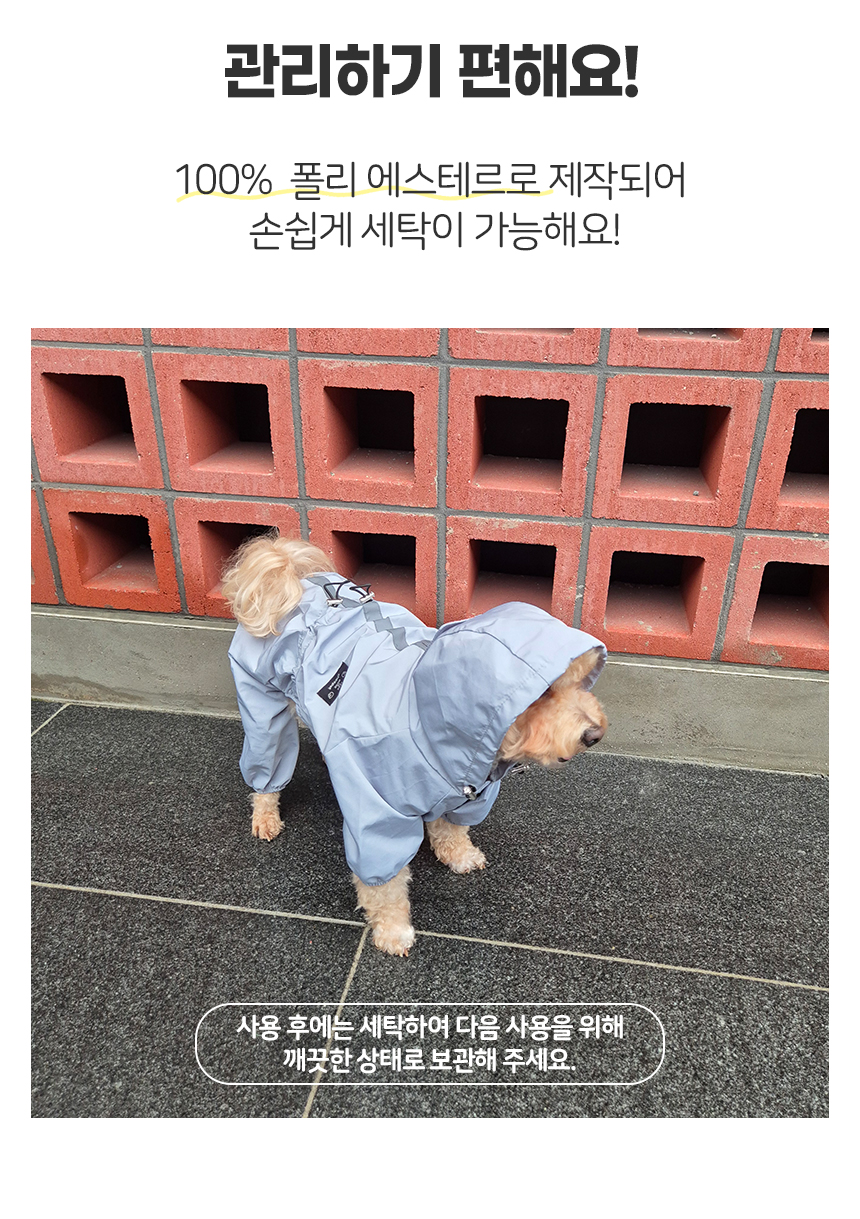 [무료배송] 레토 강아지 바람막이 우비 13번째