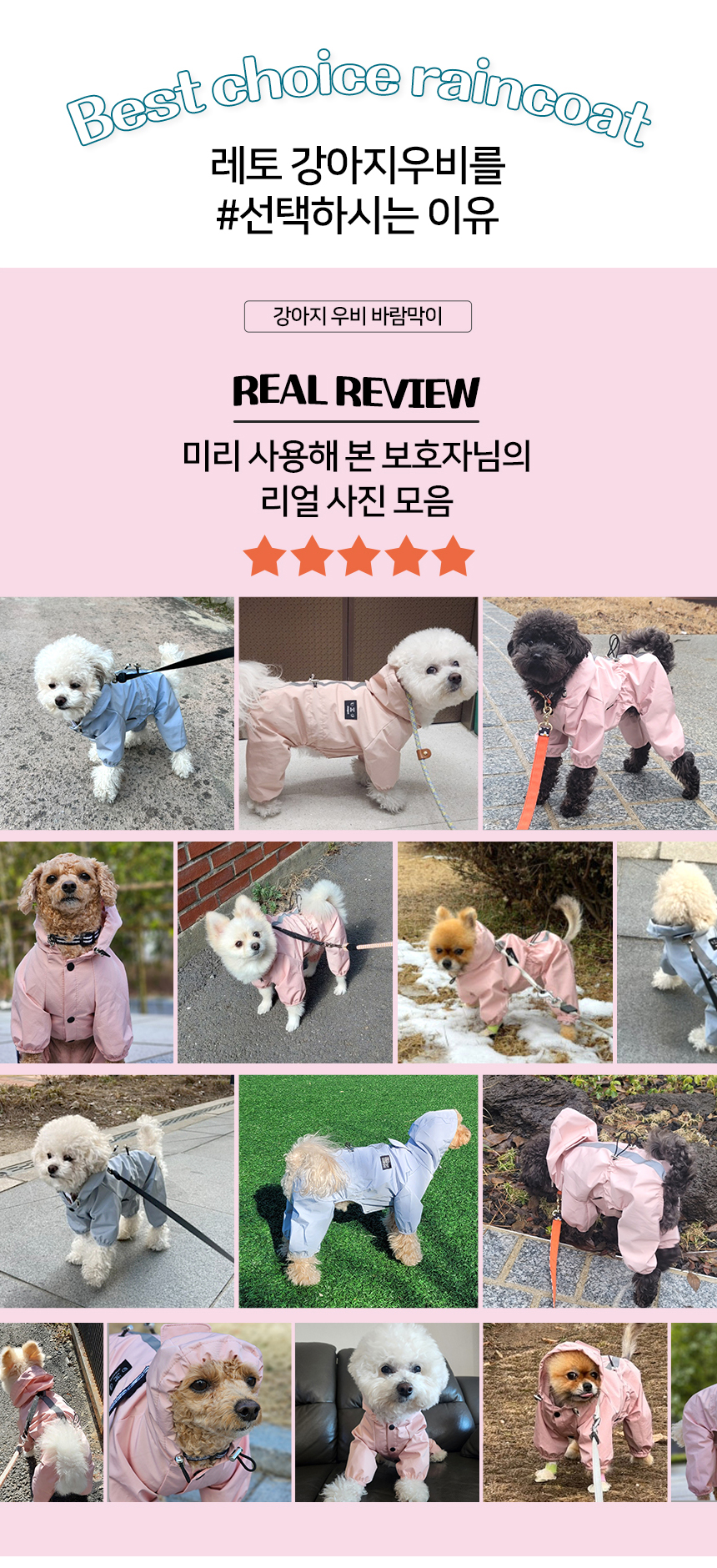 [무료배송] 레토 강아지 바람막이 우비 4번째