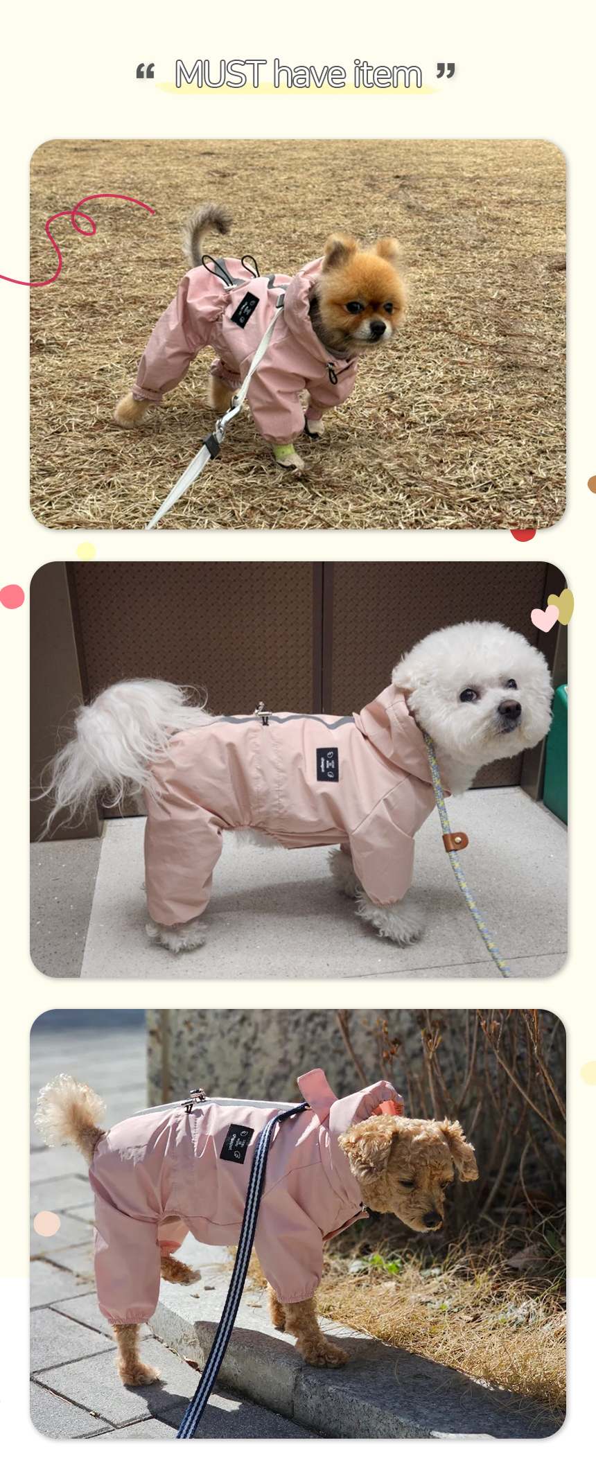 [무료배송] 레토 강아지 바람막이 우비 15번째