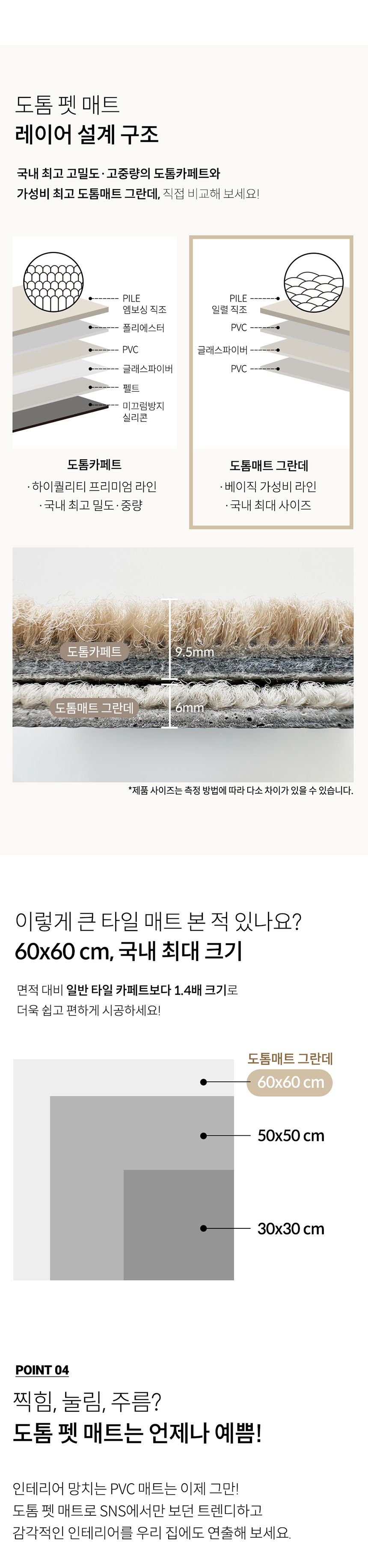 [무료배송] 세븐펫 도톰매트 그란데 18P 50X50cm 16번째