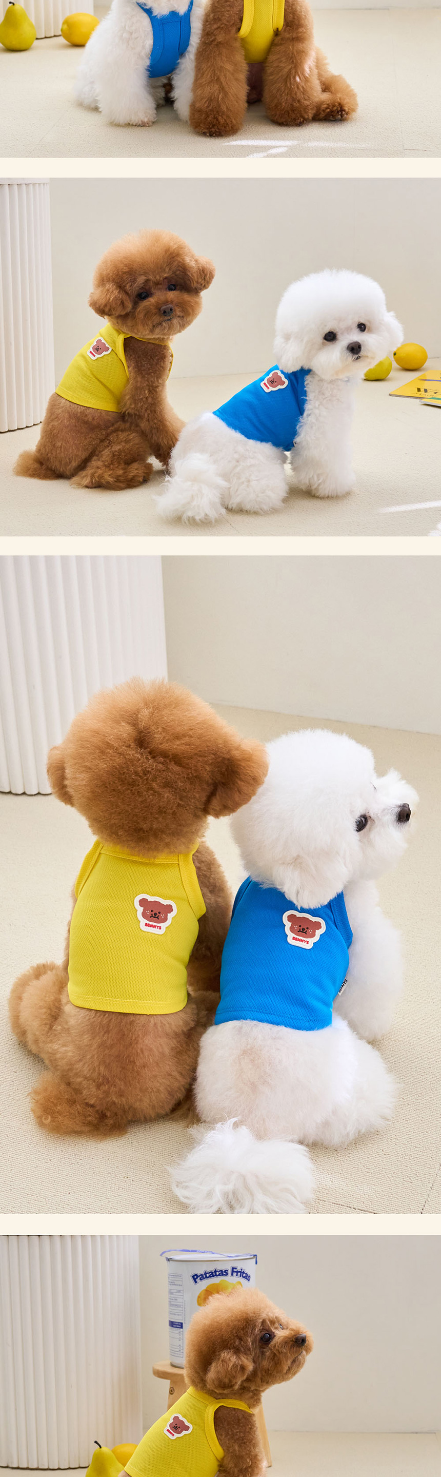 [무료배송] 베니즈 해피 쿨 크롭 탑 강아지 티셔츠 블루/핑크/옐로우 S-XL 2번째