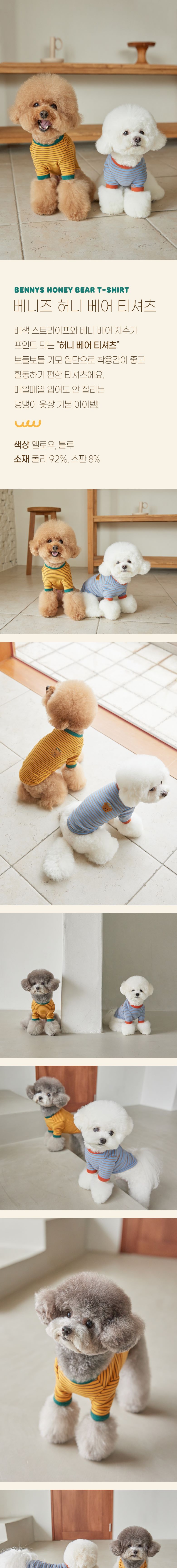 [무료배송] 베니즈 허니 베어 티셔츠 블루 M 1번째