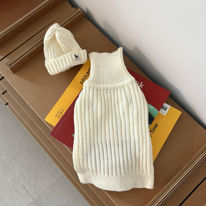 [NEW신상][무료배송] 해피댕댕 골지니트 비니&조끼 4종 (블랙,그레이,베이지,아이보리) S-3XL 17번째