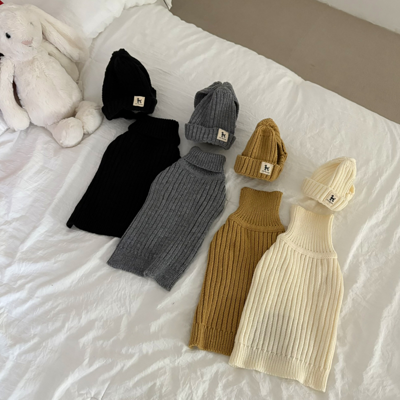 [NEW신상][무료배송] 해피댕댕 골지니트 비니&조끼 4종 (블랙,그레이,베이지,아이보리) S-3XL 1번째