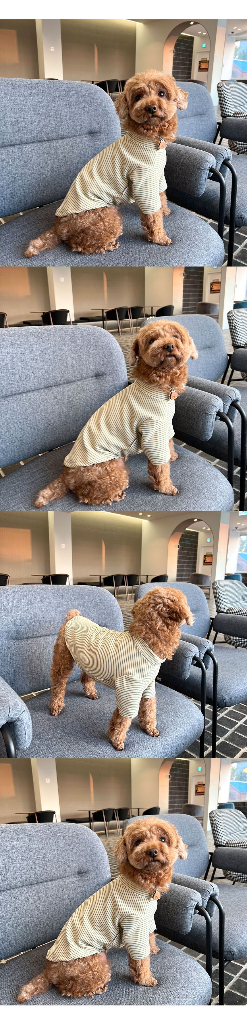 [무료배송] 그로서리 메리그린 스트라이프 목폴라 티셔츠 브라운 XS-XXL 4번째