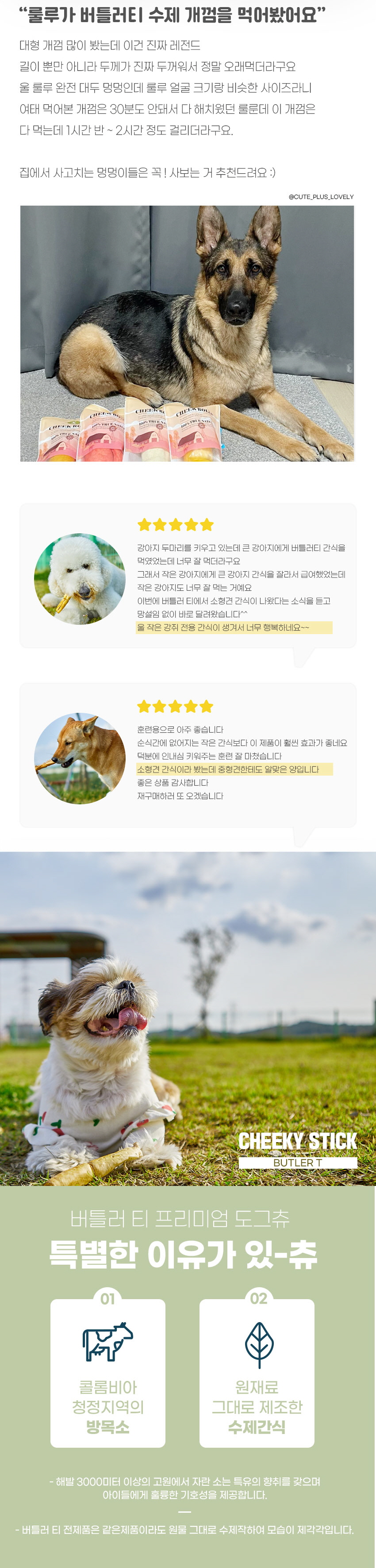 버틀러티 독 치키 스틱 6인치 내추럴/피넛버터 3번째