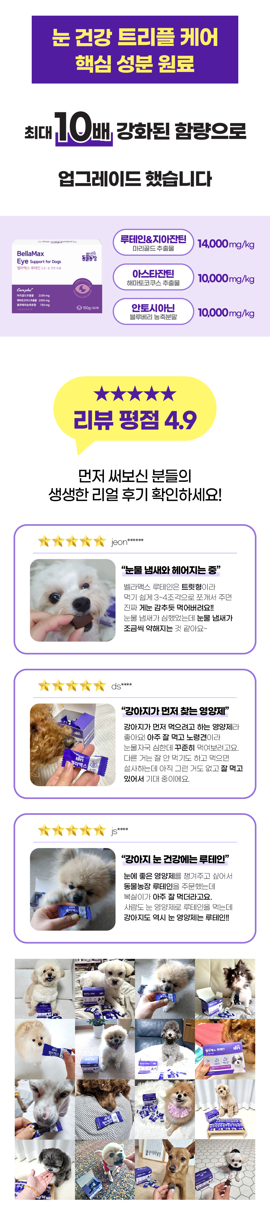 벨라맥스 SBS TV 동물농장 루테인 강아지 눈 영양제 150g 3번째
