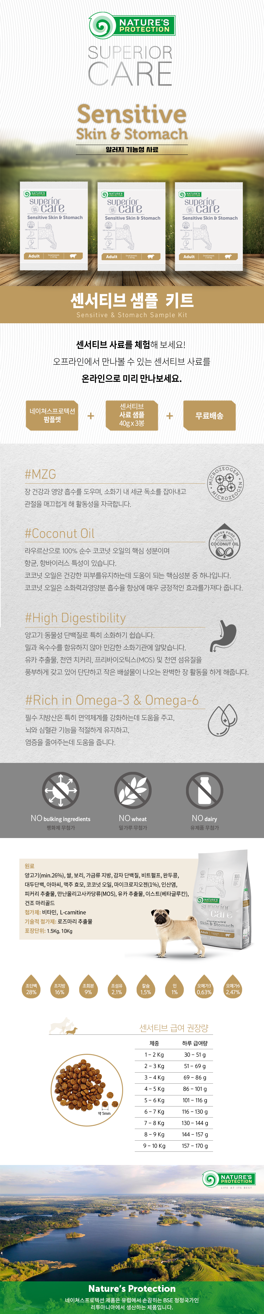 [서울지역전용] 네이쳐스 프로텍션 화이트 도그 센서티브 스킨&스토맥 1.5kg 1번째