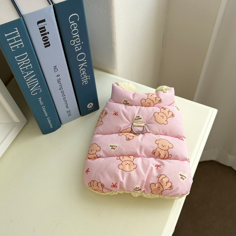 [NEW신상][무료배송] 해피댕댕 리버시블하네스패딩 3종 (화이트,핑크소라) S-2XL 18번째