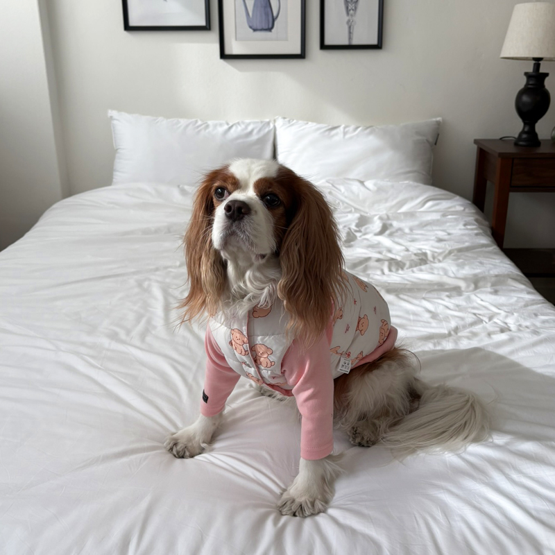 [NEW신상][무료배송] 해피댕댕 리버시블하네스패딩 3종 (화이트,핑크소라) S-2XL 15번째