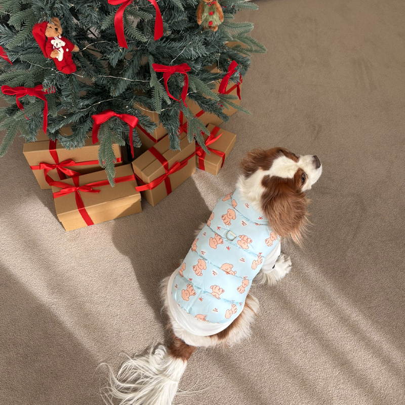 [NEW신상][무료배송] 해피댕댕 리버시블하네스패딩 3종 (화이트,핑크소라) S-2XL 10번째